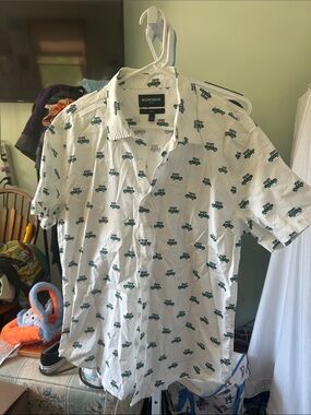 Bonobos White Short-Sleeve Button-Down Shirt with surf van print
